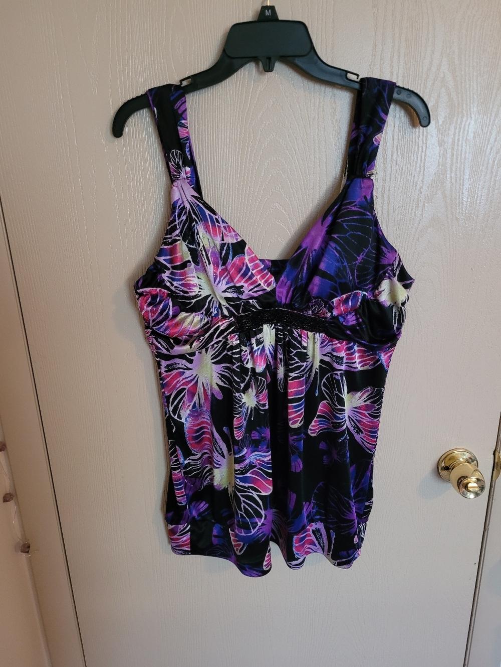 Studio Y Womens Vintage Y2K Multicolor Butterfly Beaded Tank Top Size XL